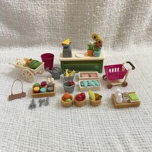 Li'l Woodzeez Calico Critters Farmers Market Grocery Store Play Food Flower